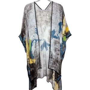 Citron Santa Monica Kimono Cardigan Wrap Longline One Size Feather Bohemian Silk